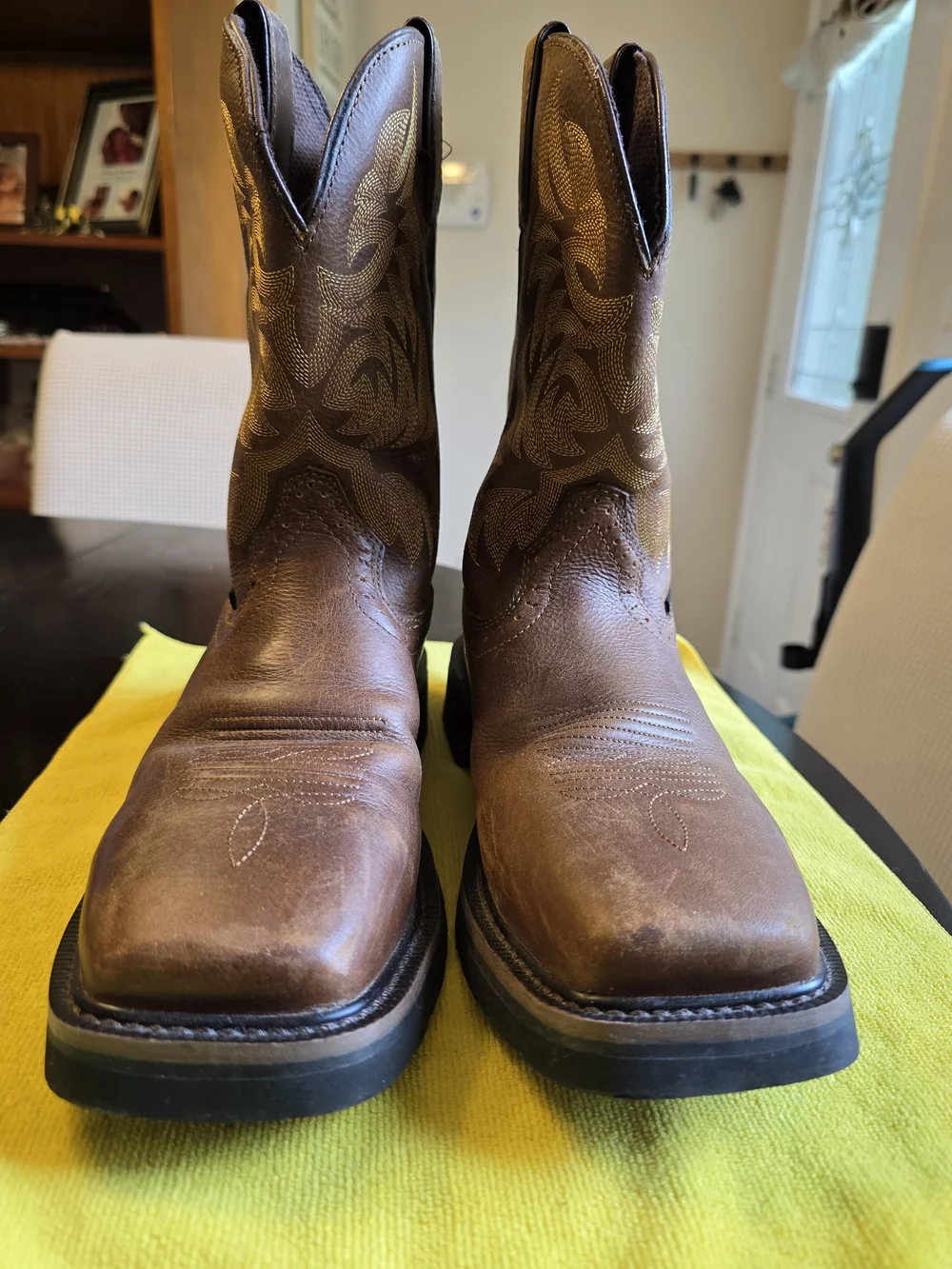 Justin Stampede Handler Comp Toe Cowboy Work Boots Mens Size 7D Brown Leather